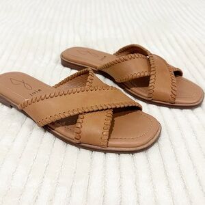 JOIE Soft Leather Slip On Sandals Whip Stitch Trim 7
